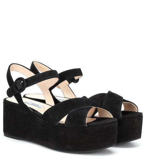 prada black studded sandals|prada black suede platform sandals.